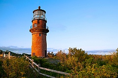 Fence Along Brick Tower of Aquinnah Light on Martha's Vineyard